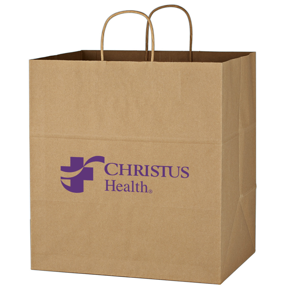 Brown Kraft Paper Shopping Bag, 14 x 15 Inches - Natural Brown - Flexography