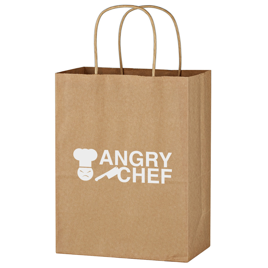 Brown Kraft Paper Shopping Bag, 8 x 10.25 Inches - Natural Brown - Flexography