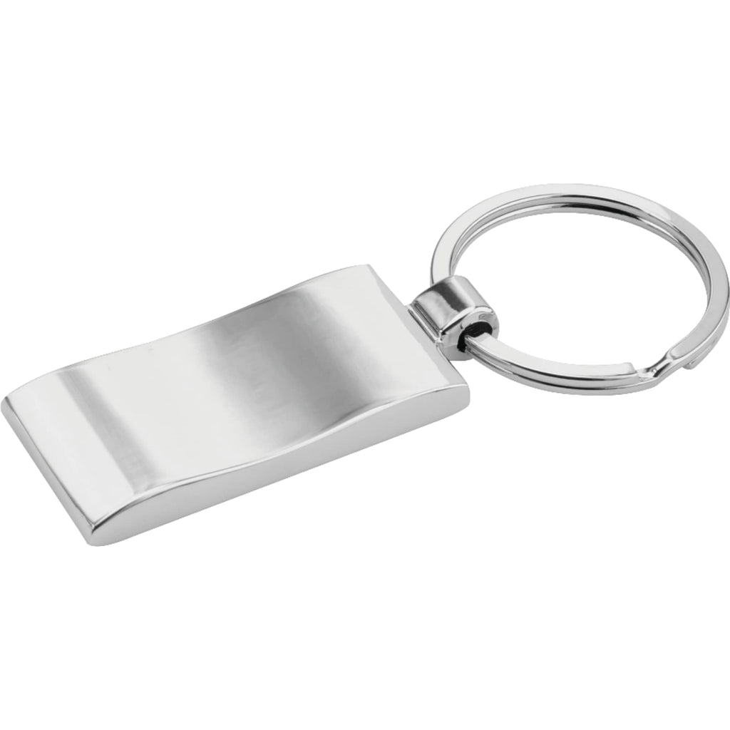 Brushed Silver Wave Key Ring Laser Engraving - Silver - Back