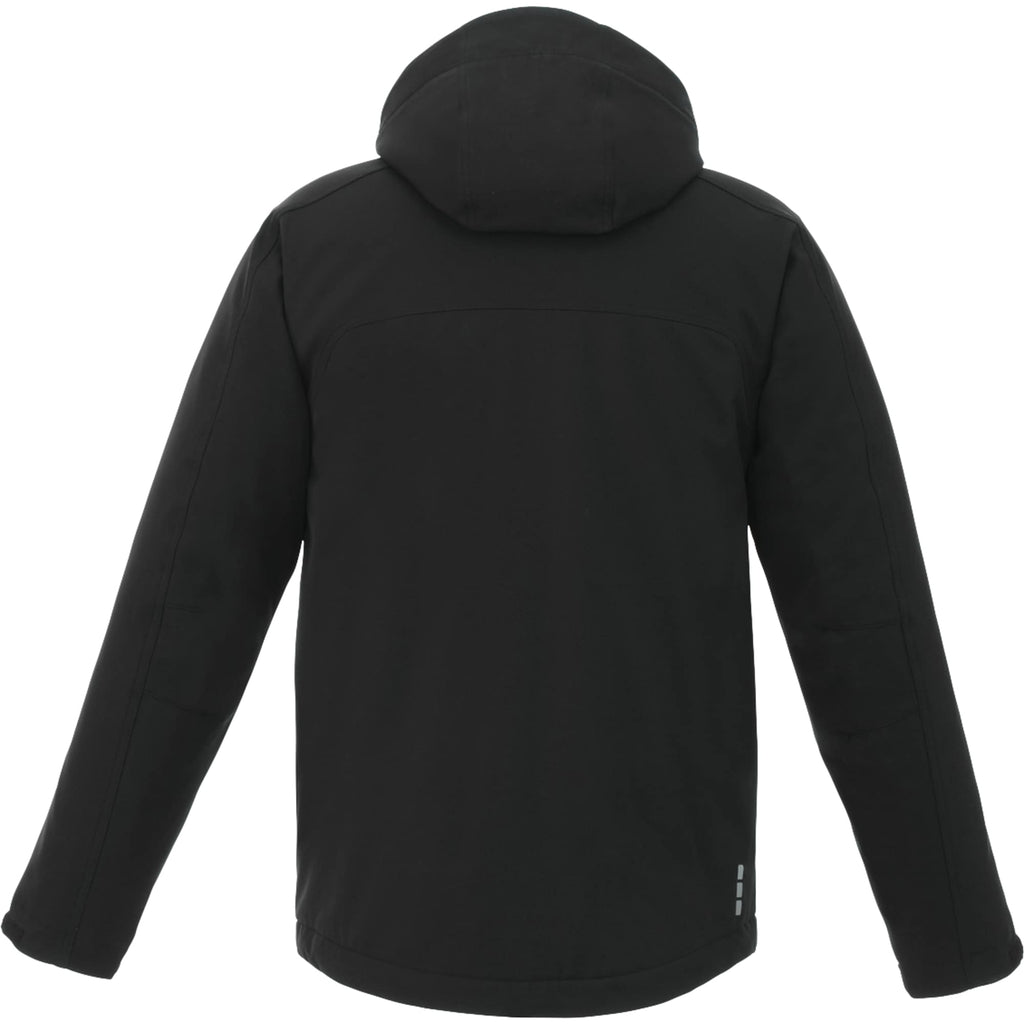 Bryce Hooded Insulated Softshell Jacket for Men Debossing - Black - Back Flat