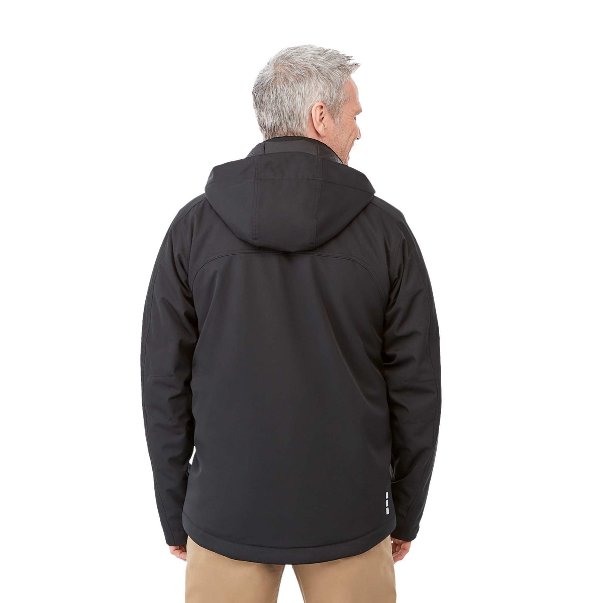 Bryce Hooded Insulated Softshell Jacket for Men Debossing - Black - Back On Model