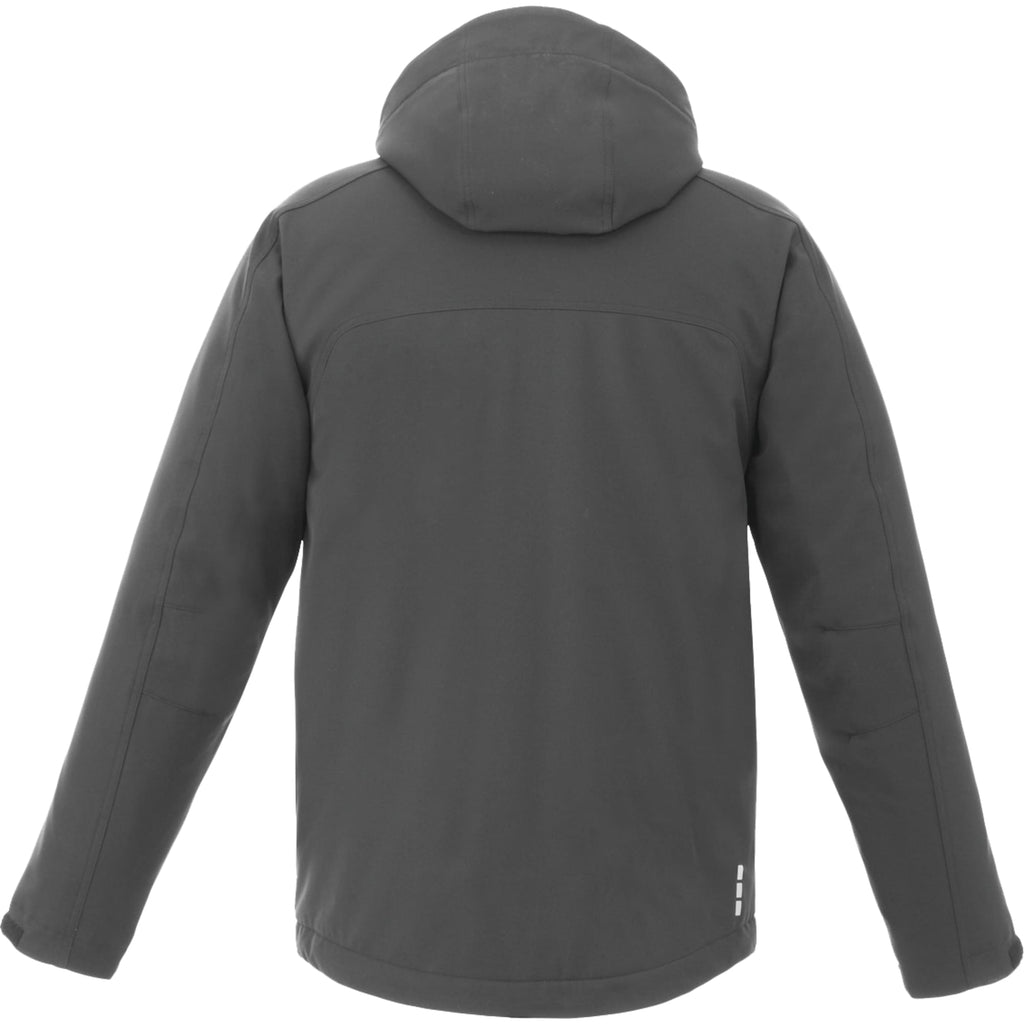 Bryce Hooded Insulated Softshell Jacket for Men Embroidery - HS Charcoal - Back Flat