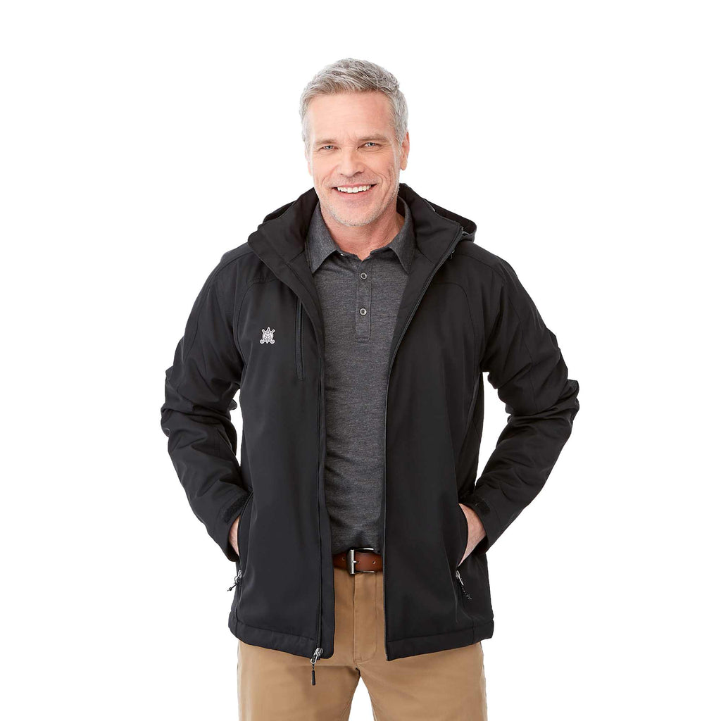 Bryce Hooded Insulated Softshell Jacket for Men Transfer - Black - Front On Model