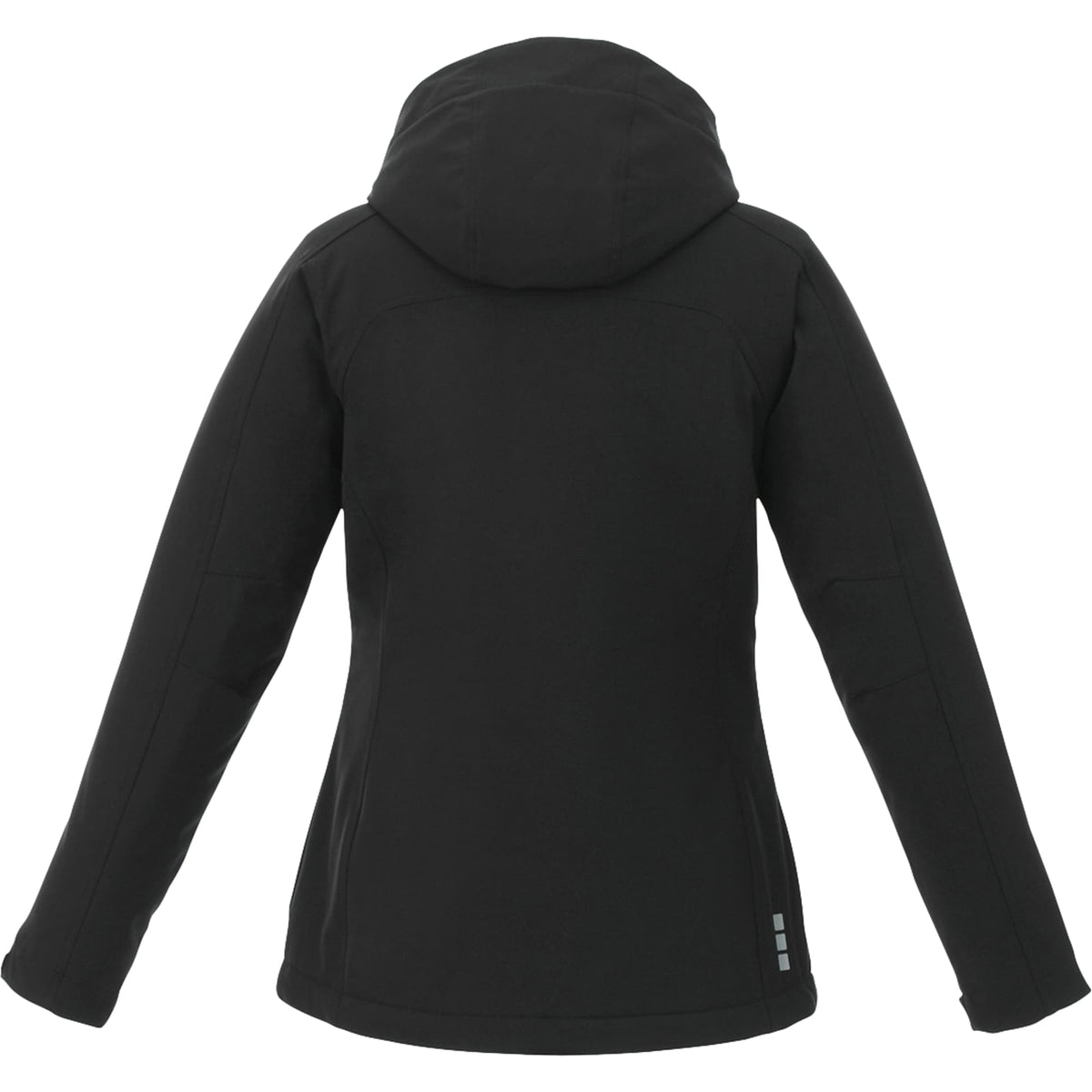 Bryce Hooded Insulated Softshell Jacket for Women Debossing - Black - Back Flat