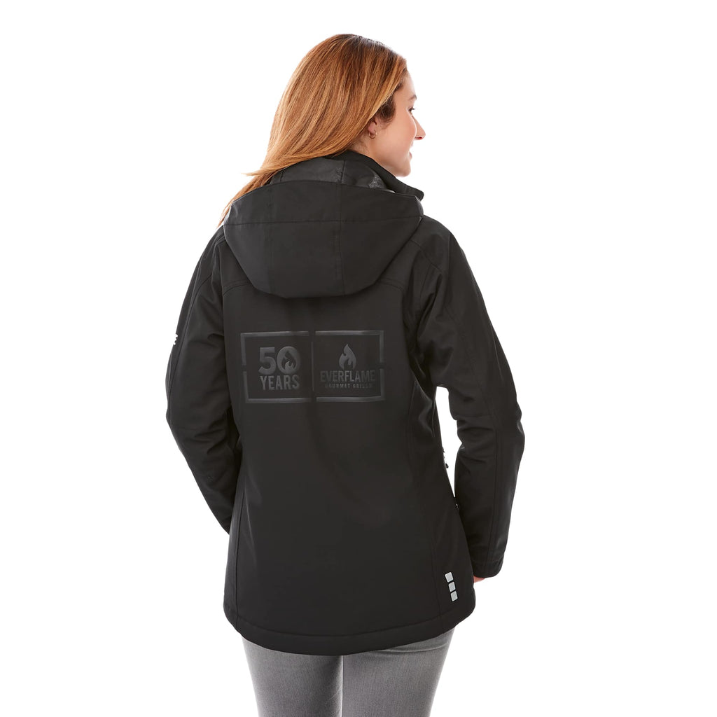 Bryce Hooded Insulated Softshell Jacket for Women Debossing - Black - Back On Model