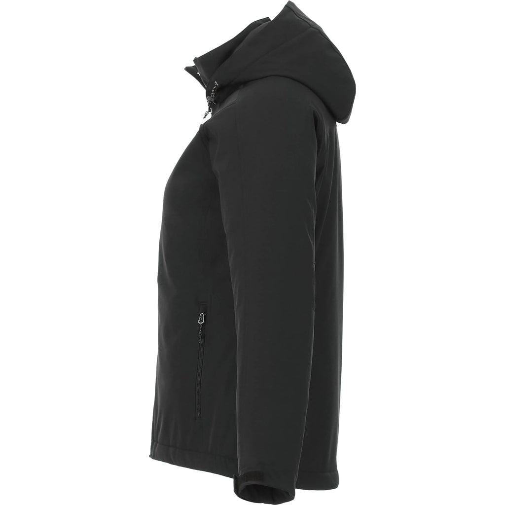 Bryce Hooded Insulated Softshell Jacket for Women Debossing - Black - Left Side