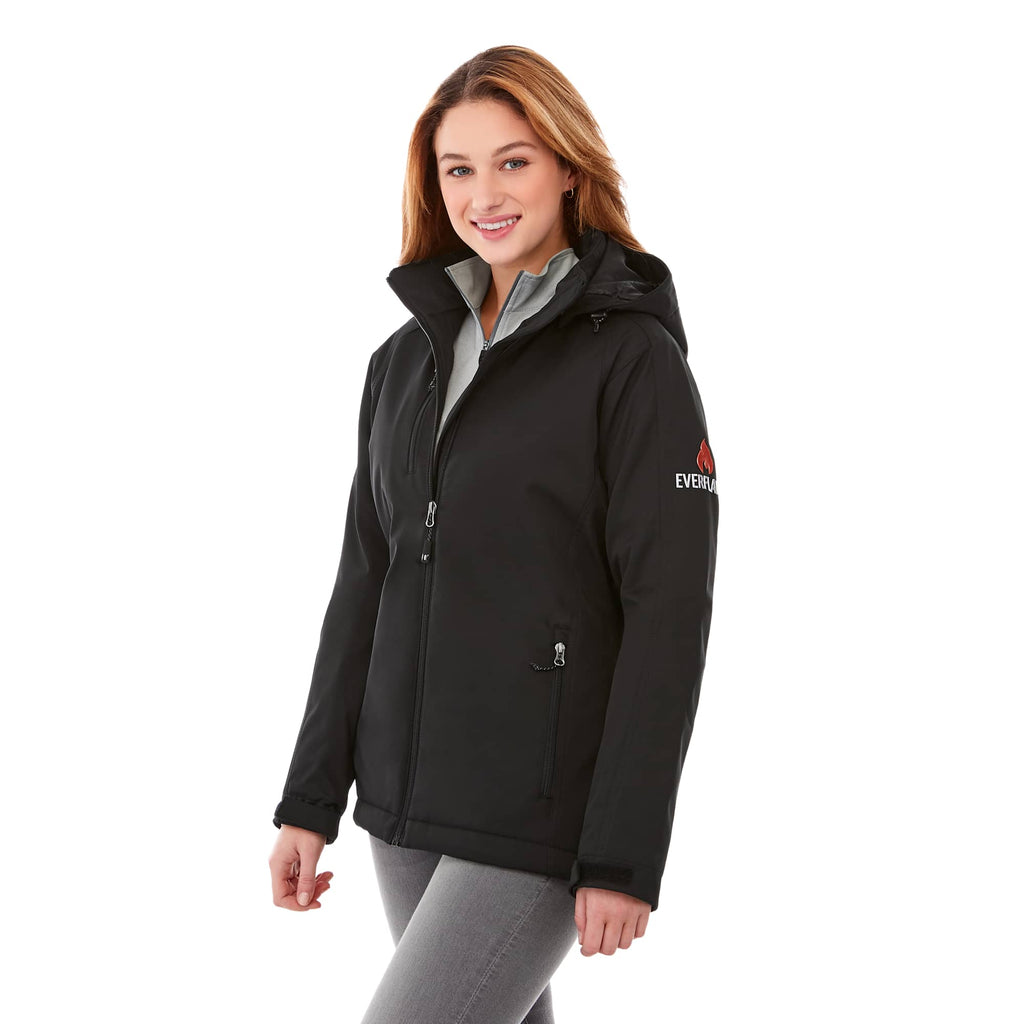 Bryce Hooded Insulated Softshell Jacket for Women Debossing - Black - On Model