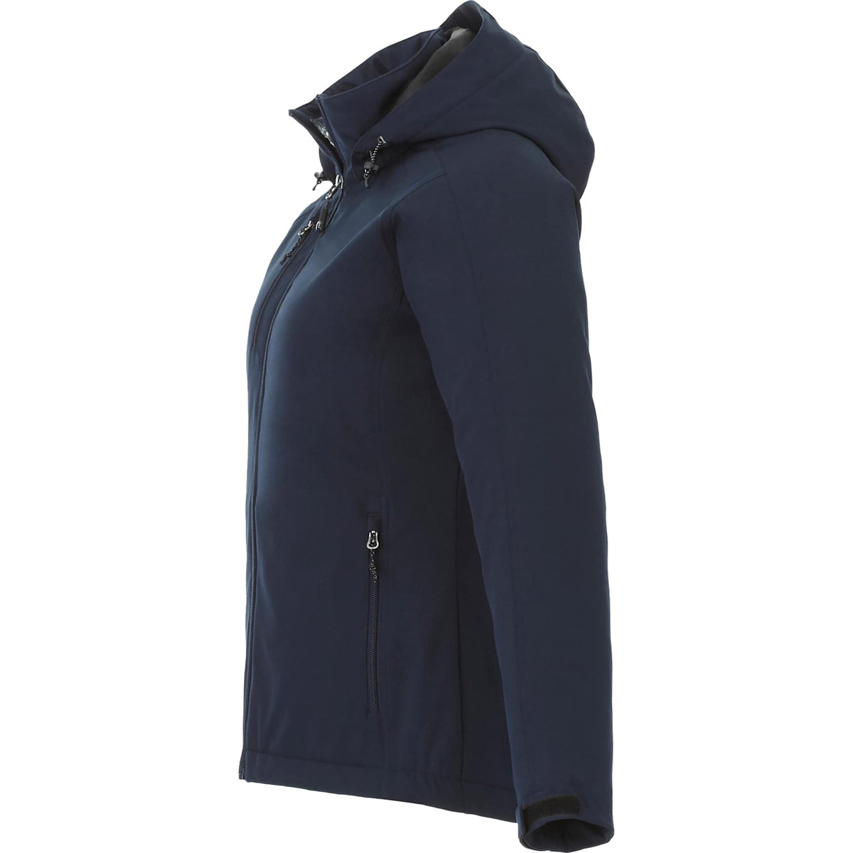 Bryce Hooded Insulated Softshell Jacket for Women Debossing - Navy - Left Side