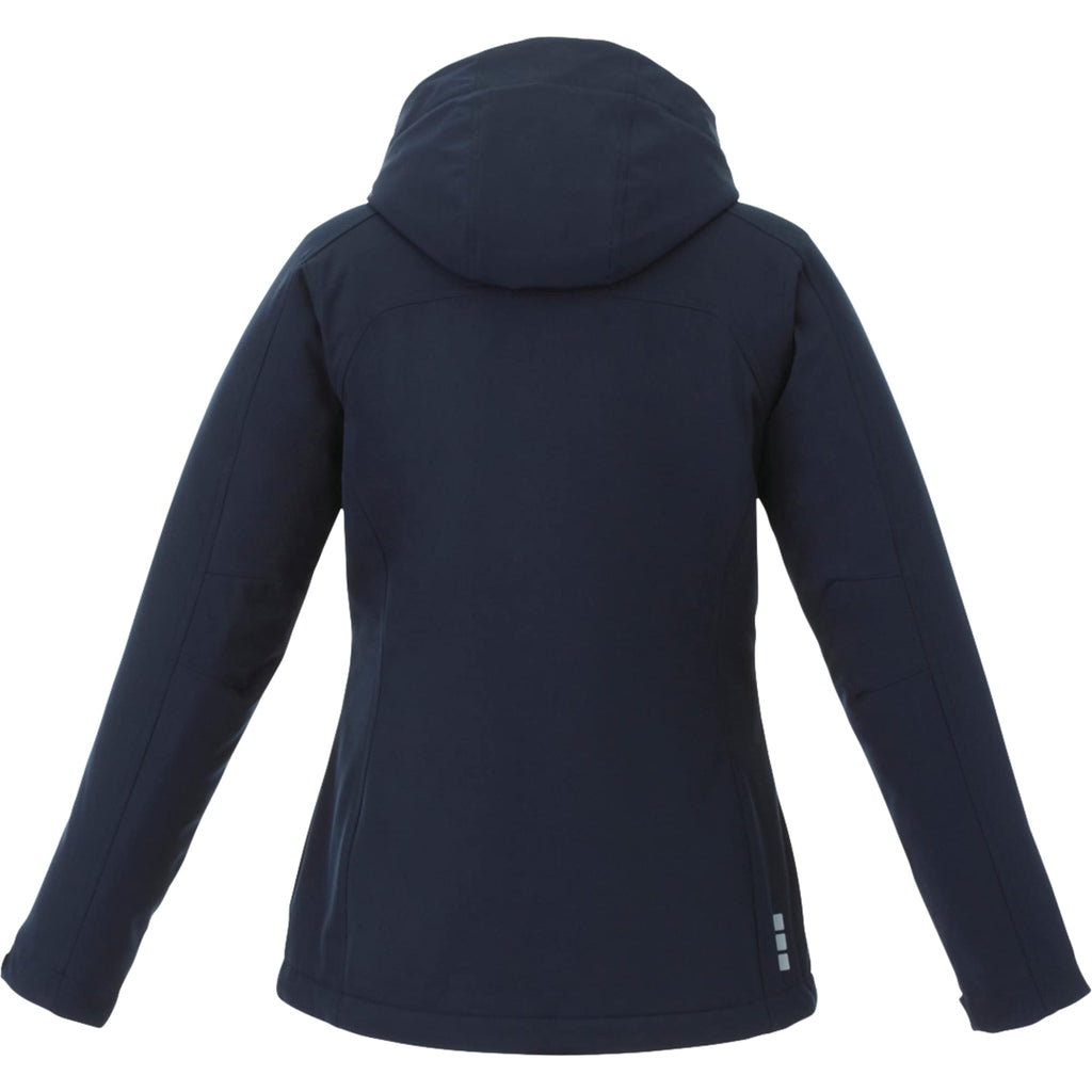 Bryce Hooded Insulated Softshell Jacket for Women Laser Engraving - Navy - Back Flat