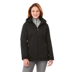 Bryce Hooded Insulated Softshell Jacket for Women Transfer - Black - Front On Model