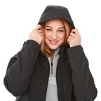 Bryce Hooded Insulated Softshell Jacket for Women Transfer - Black - On Model 2