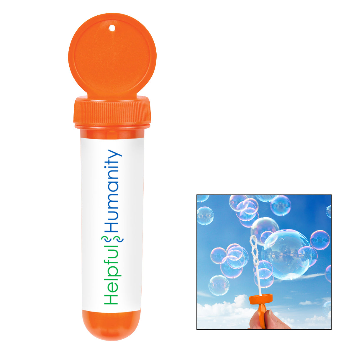 Bubble Dispenser in a Tube, 1 oz - Orange - White_Label