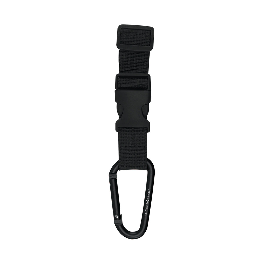 Buckle Strap with Carabiner, Adjustable - Black - Laser Engraving