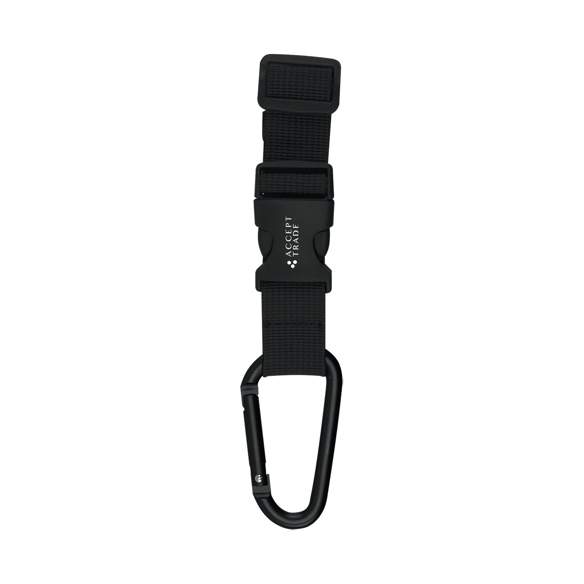 Buckle Strap with Carabiner, Adjustable - Black - Pad Print