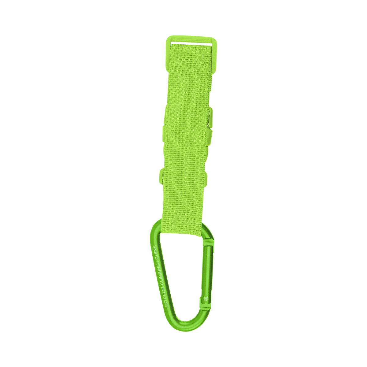 Buckle Strap with Carabiner, Adjustable - Lime Green - Back