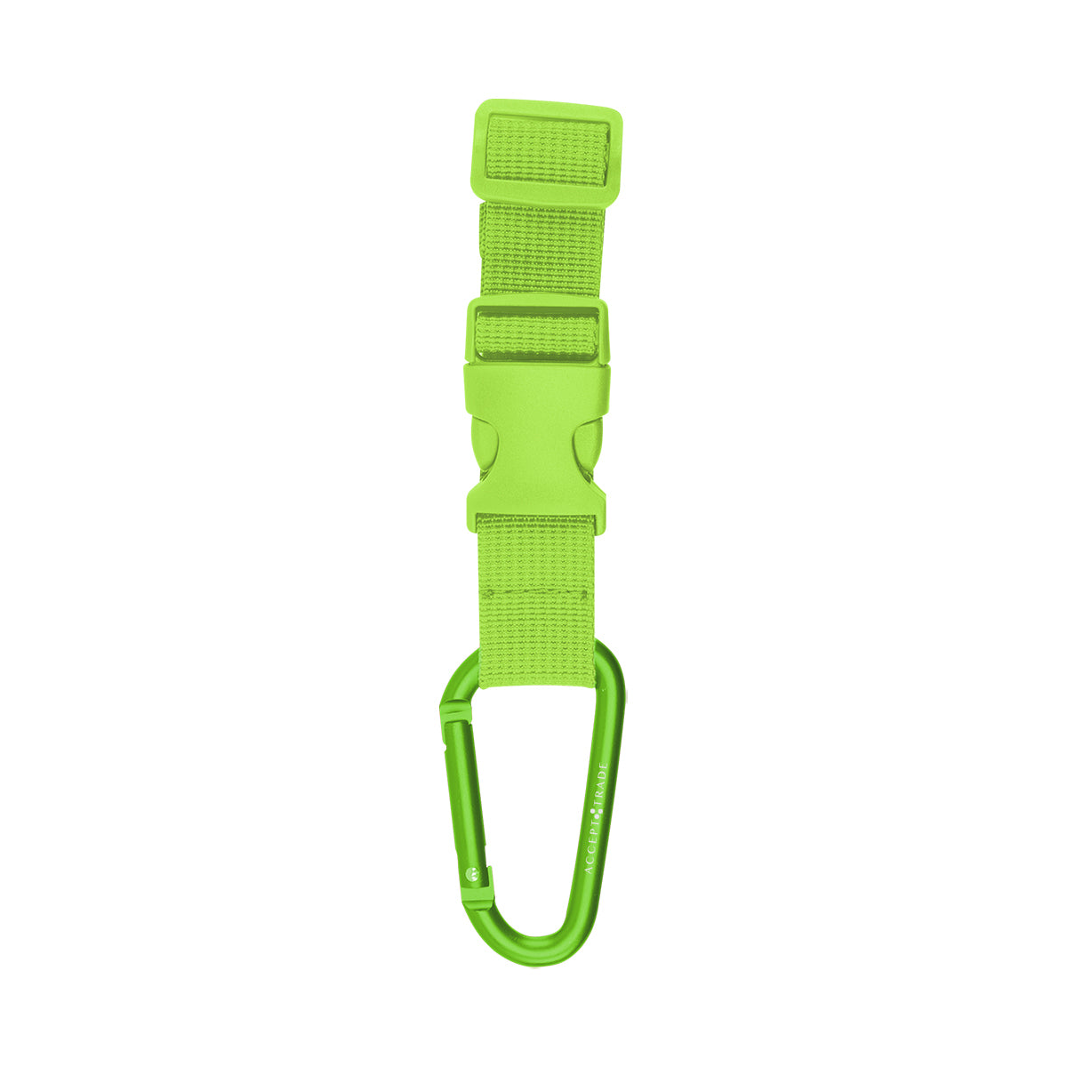 Buckle Strap with Carabiner, Adjustable - Lime Green - Laser Engraving