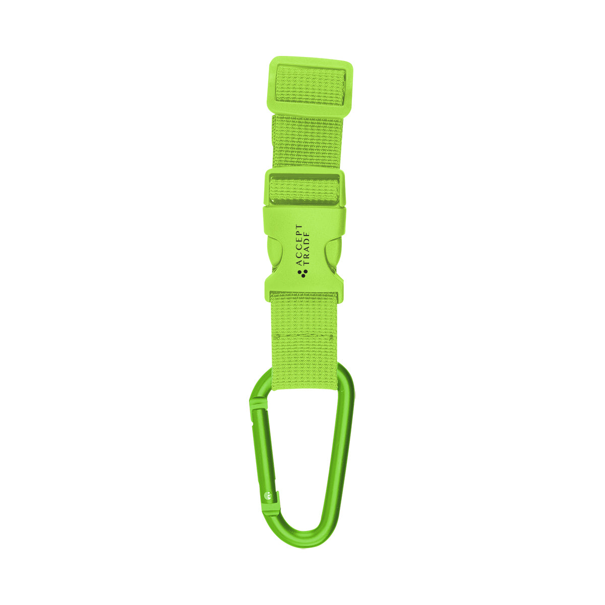 Buckle Strap with Carabiner, Adjustable - Lime Green - Pad Print