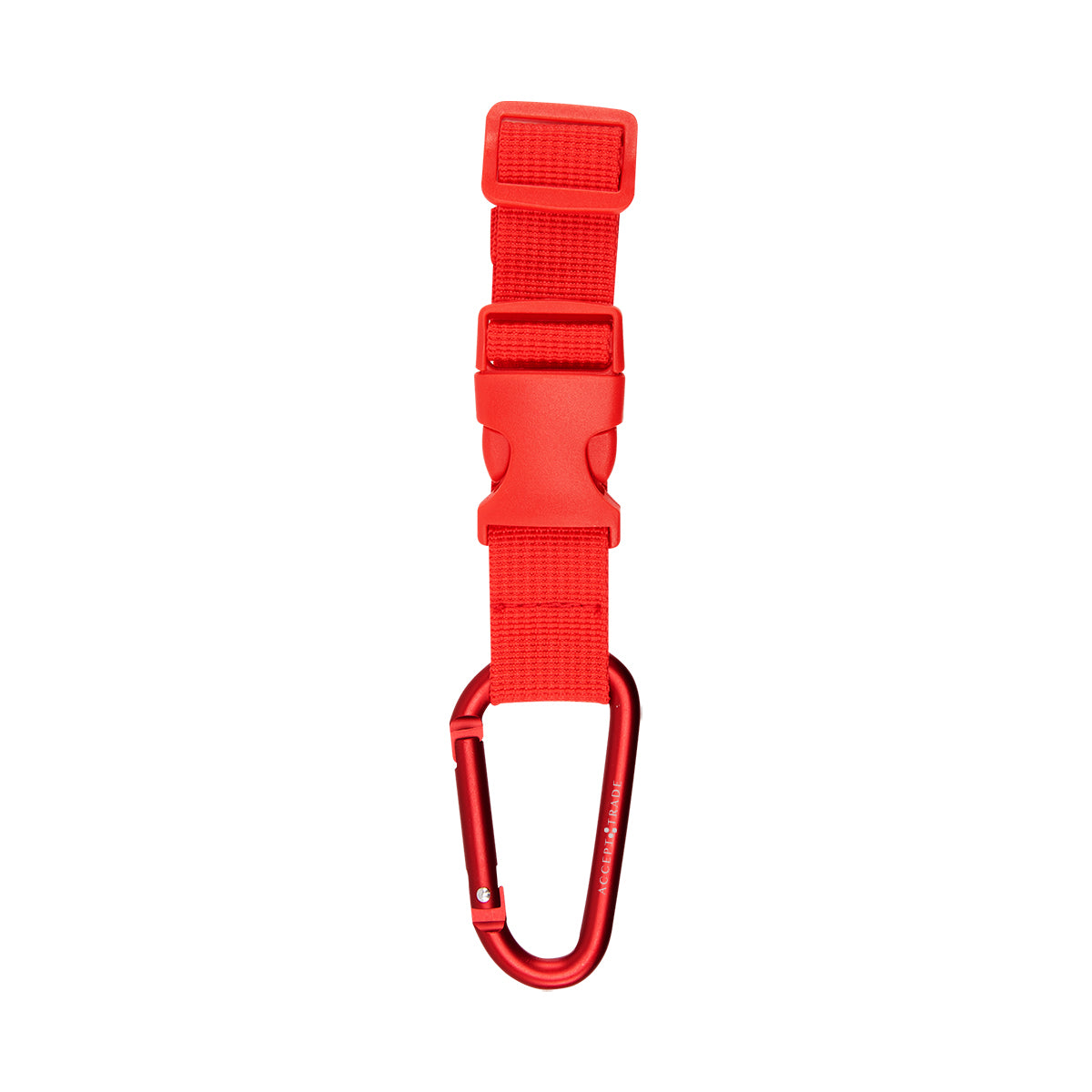 Buckle Strap with Carabiner, Adjustable - Red - Laser Engraving