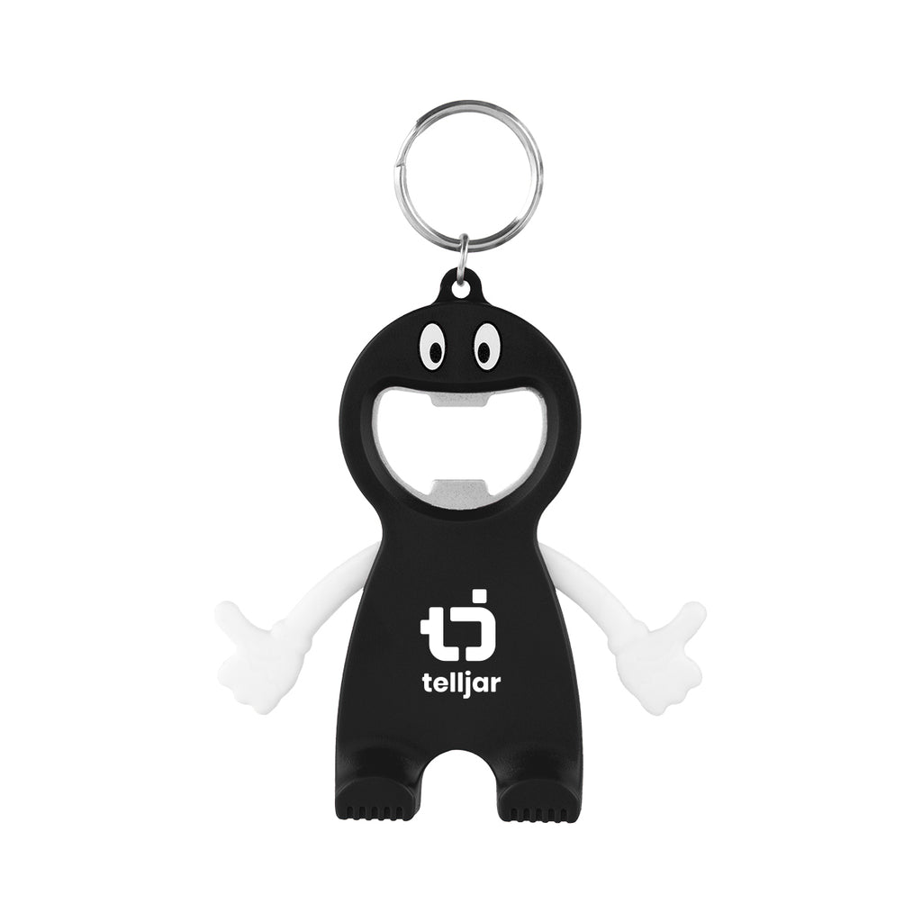 Buddy Keychain with a Bottle Opener - Black - Pad Print