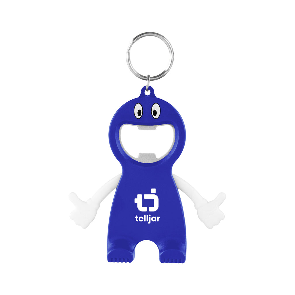 Buddy Keychain with a Bottle Opener - White - Pad Print