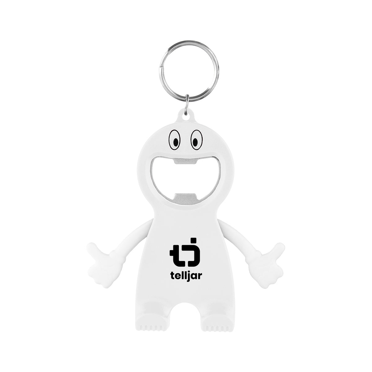 Buddy Keychain with a Bottle Opener - White - Pad Print