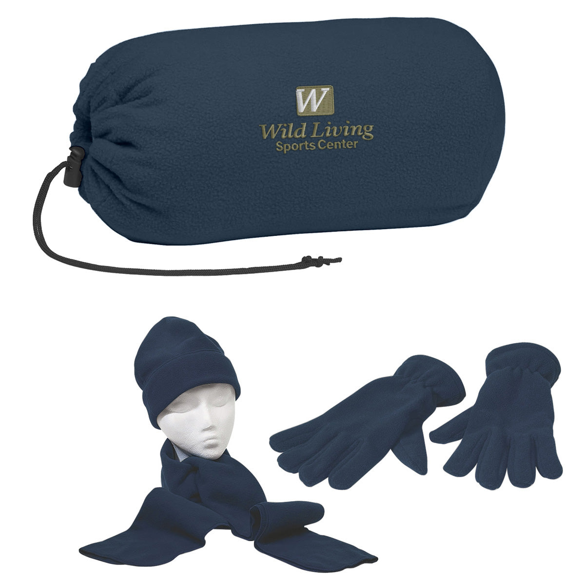 Buddy Set to Keep Warm - Navy - Embroidery
