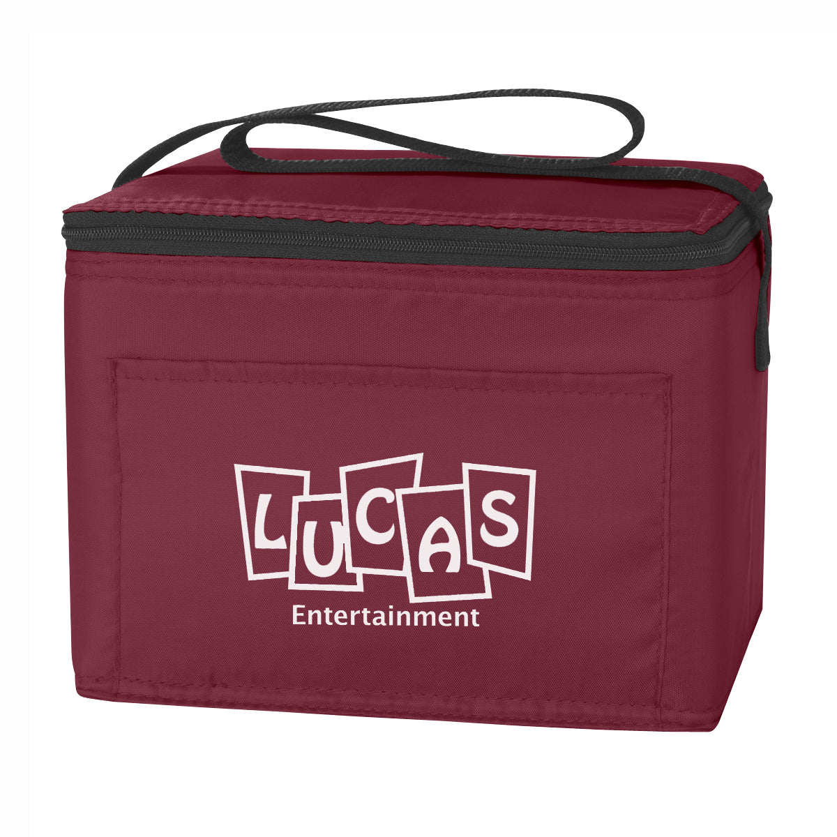 Budget Cooler Bag for 6 Cans - Maroon - Silk Screen