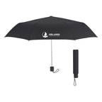 Budget Recycled Telescopic Umbrella, 42 Inch Arc - Black - Silk Screen