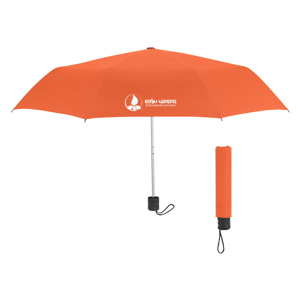 Budget Recycled Telescopic Umbrella, 42 Inch Arc - Orange - Silk Screen