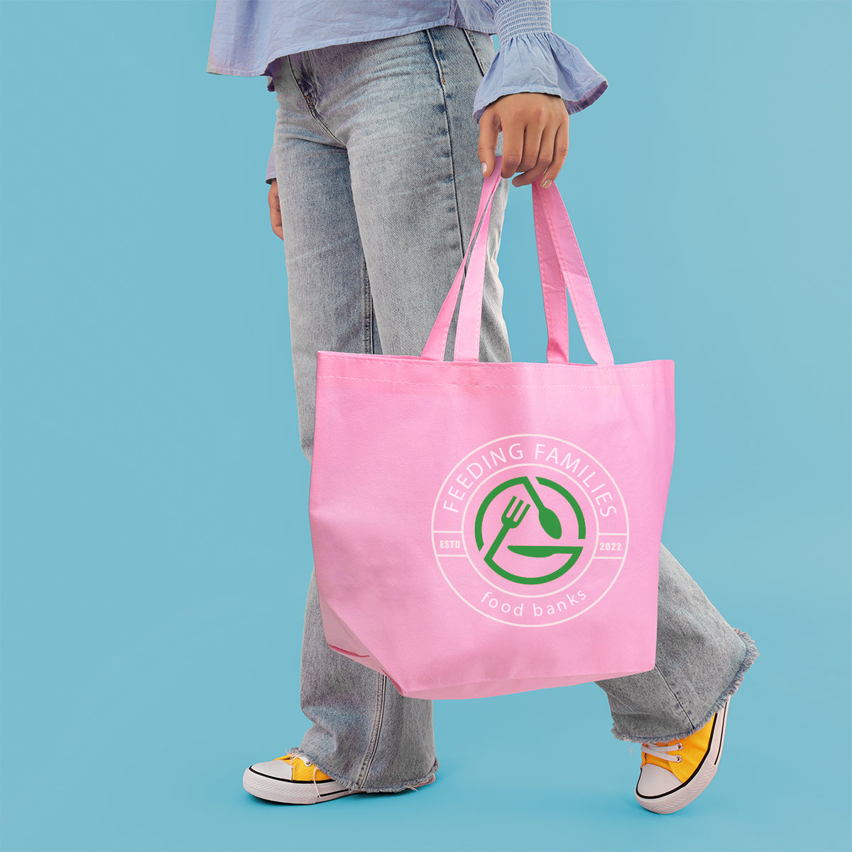 Budget Shopper Tote Bag, Non-Woven - Pink - Lifestyle_Colorbrite