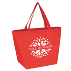Budget Shopper Tote Bag, Non-Woven - Red - Silk Screen