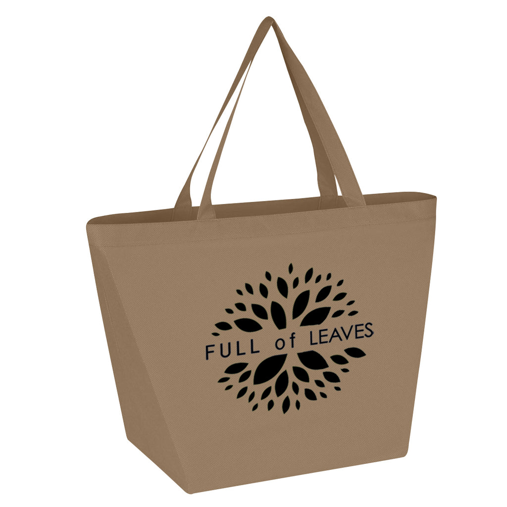 Budget Shopper Tote Bag, Non-Woven - Tan - Silk Screen