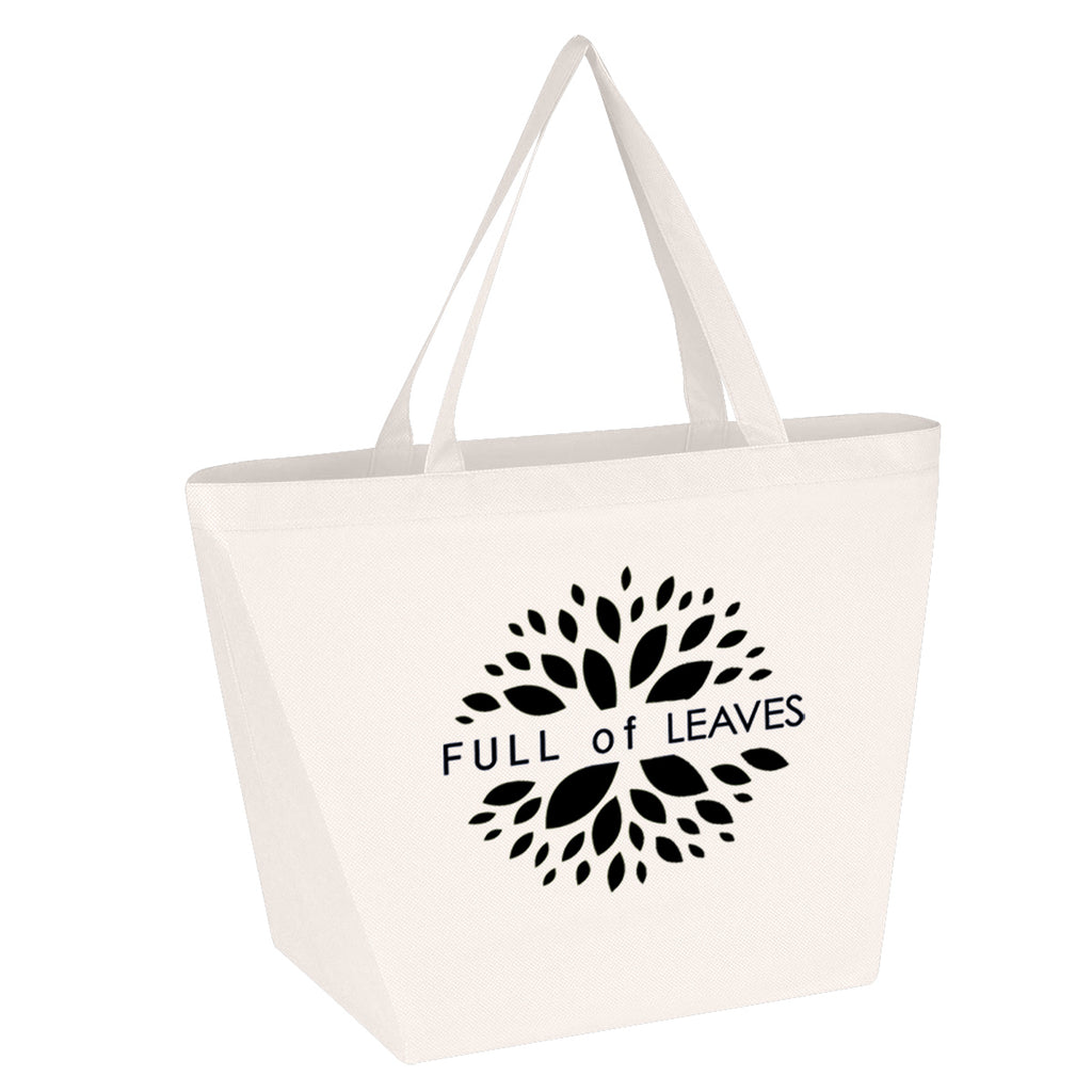 Budget Shopper Tote Bag, Non-Woven - White - Silk Screen