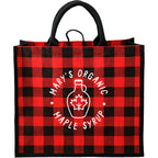 Buffalo Plaid Jute Tote Full Color - Red - Front