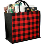 Buffalo Plaid Jute Tote Full Color - Red - Photo 2