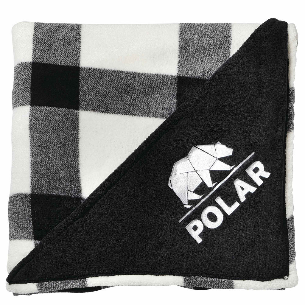 Buffalo Plaid Ultra Plush Throw, 60 x 70 Inches Embroidery - White - Front