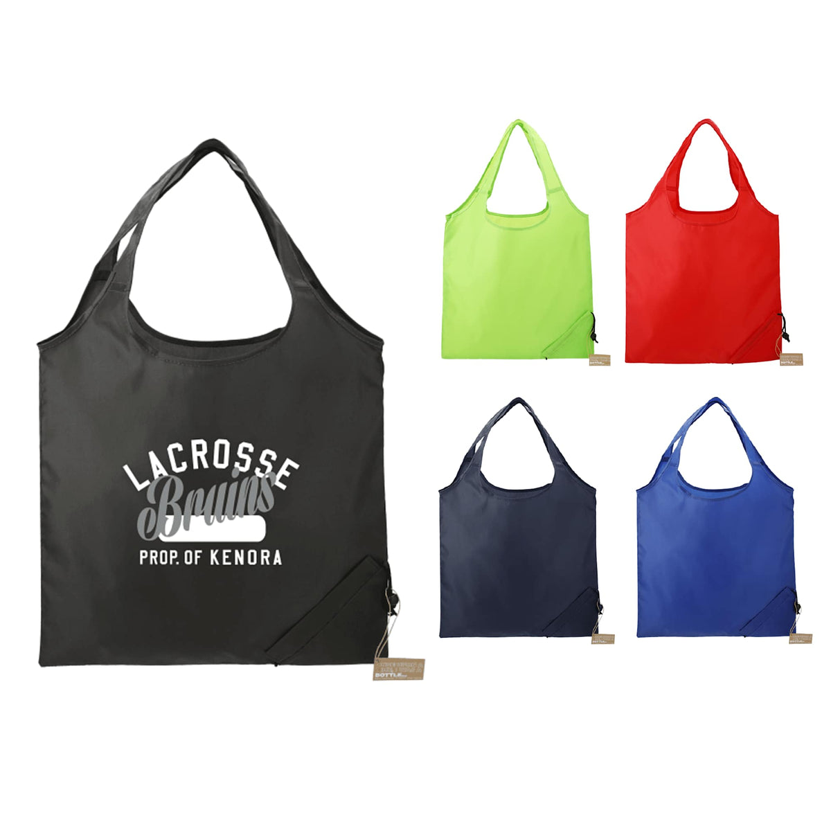 Bungalow Foldaway Shopper Tote in Recycled Polyester - Black - Front Group