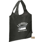 Bungalow Foldaway Shopper Tote in Recycled Polyester Full Color - Black - Angled