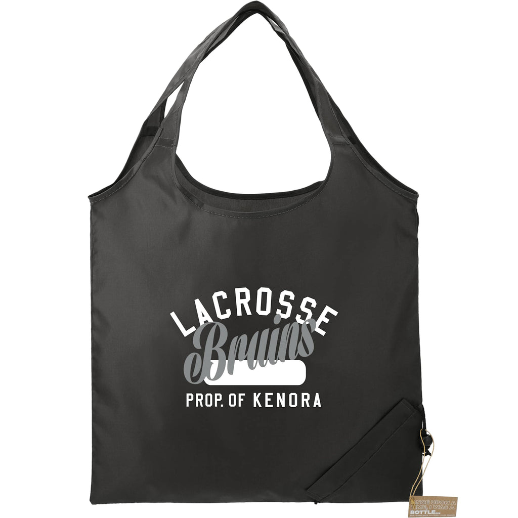 Bungalow Foldaway Shopper Tote in Recycled Polyester Full Color - Black - Front