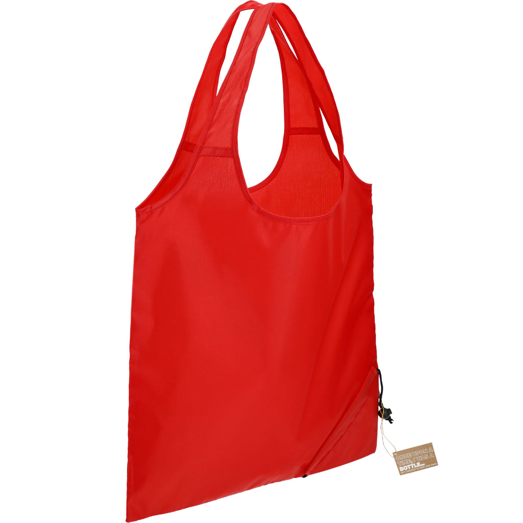 Bungalow Foldaway Shopper Tote in Recycled Polyester Full Color - Red - Angled 2