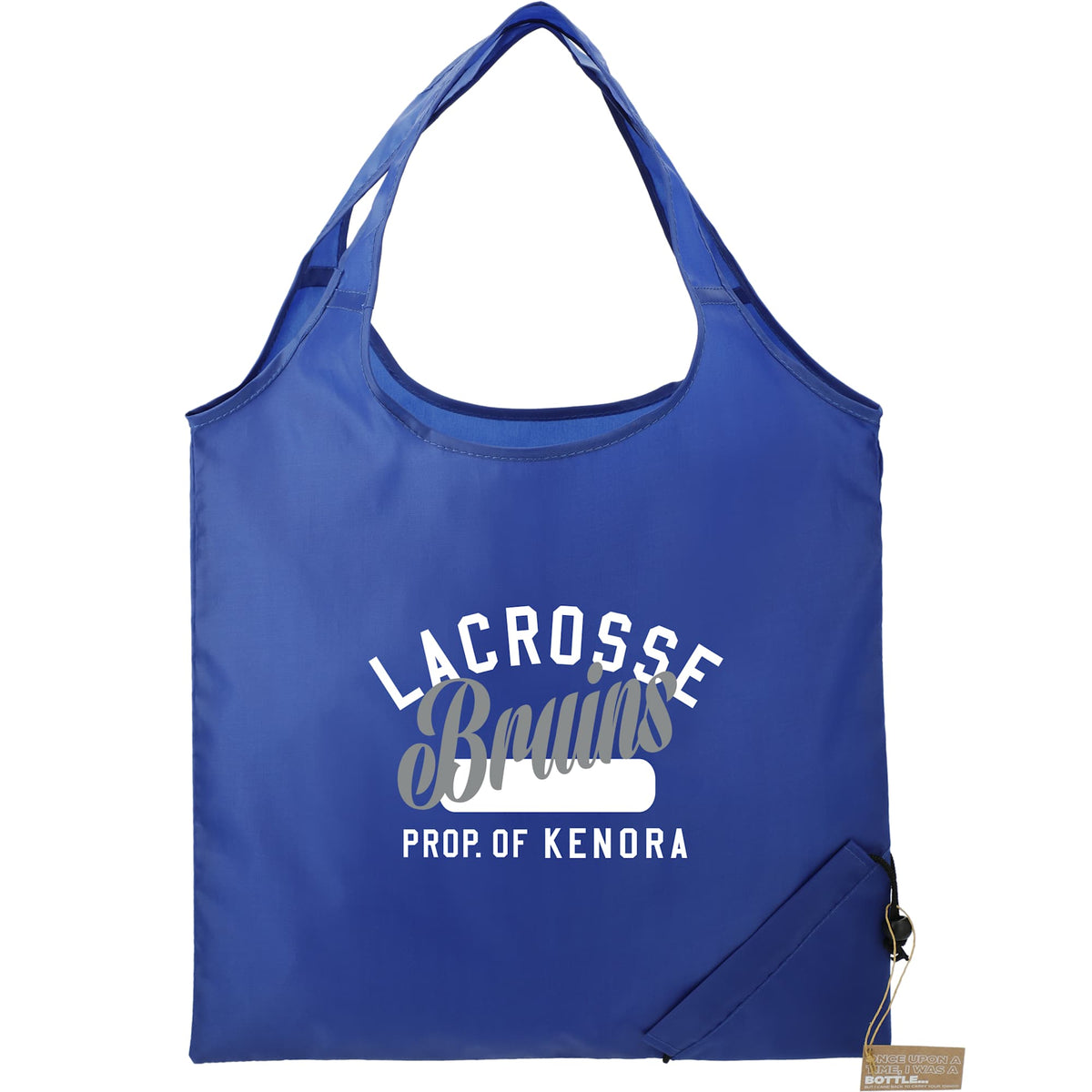 Bungalow Foldaway Shopper Tote in Recycled Polyester Full Color - Royal - Front