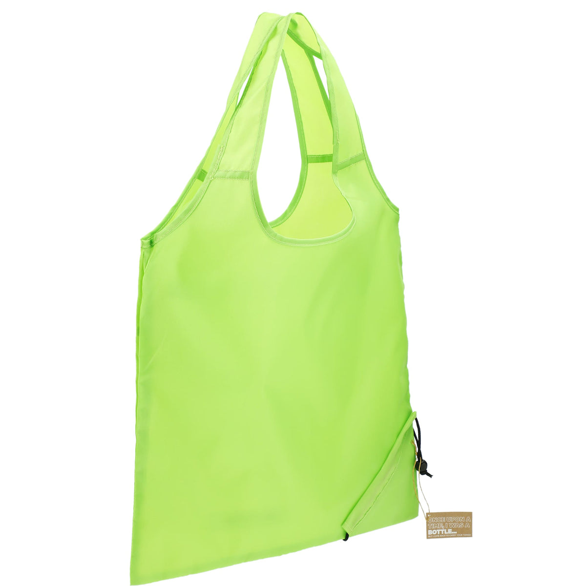 Bungalow Foldaway Shopper Tote in Recycled Polyester - Lime - Angled 2
