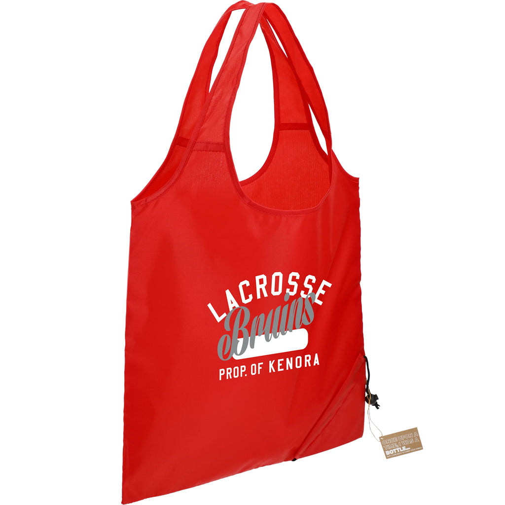 Bungalow Foldaway Shopper Tote in Recycled Polyester - Red - Angled