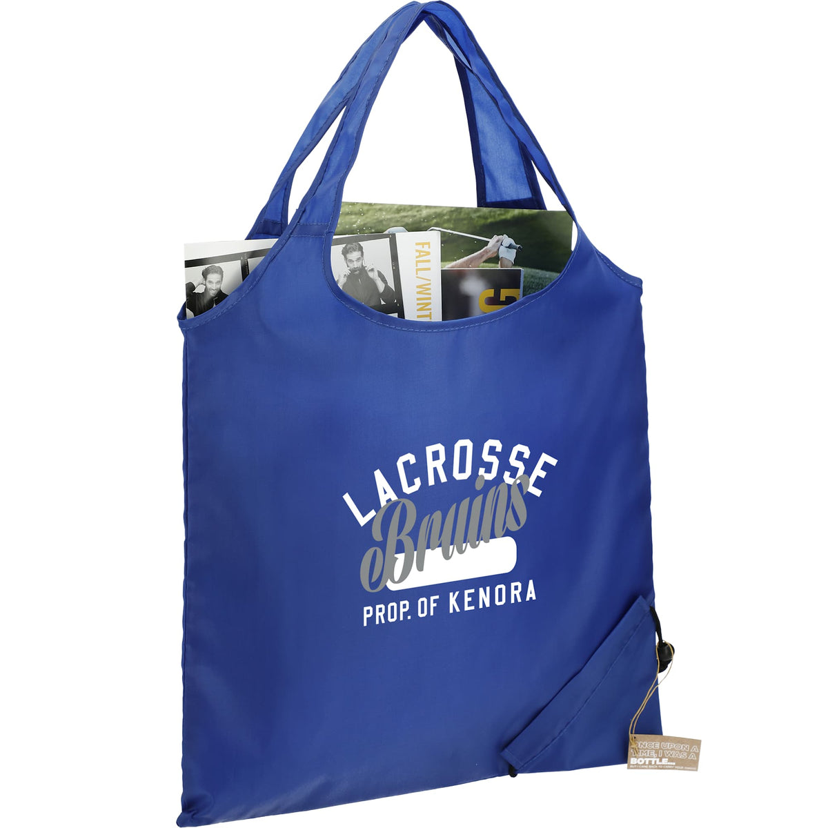 Bungalow Foldaway Shopper Tote in Recycled Polyester - Royal - Propped