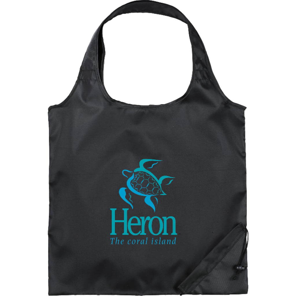 Bungalow Foldaway Shopper Tote with Corner Pouch - Black - Front