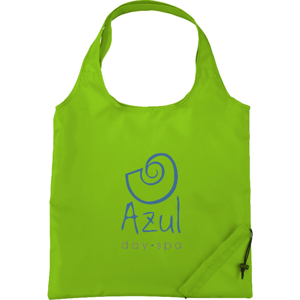 Bungalow Foldaway Shopper Tote with Corner Pouch - Lime Green - Front