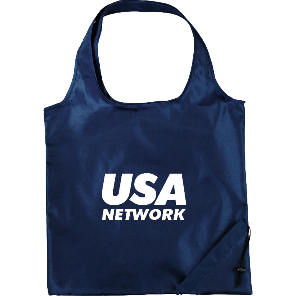 Bungalow Foldaway Shopper Tote with Corner Pouch - Navy Blue - Front
