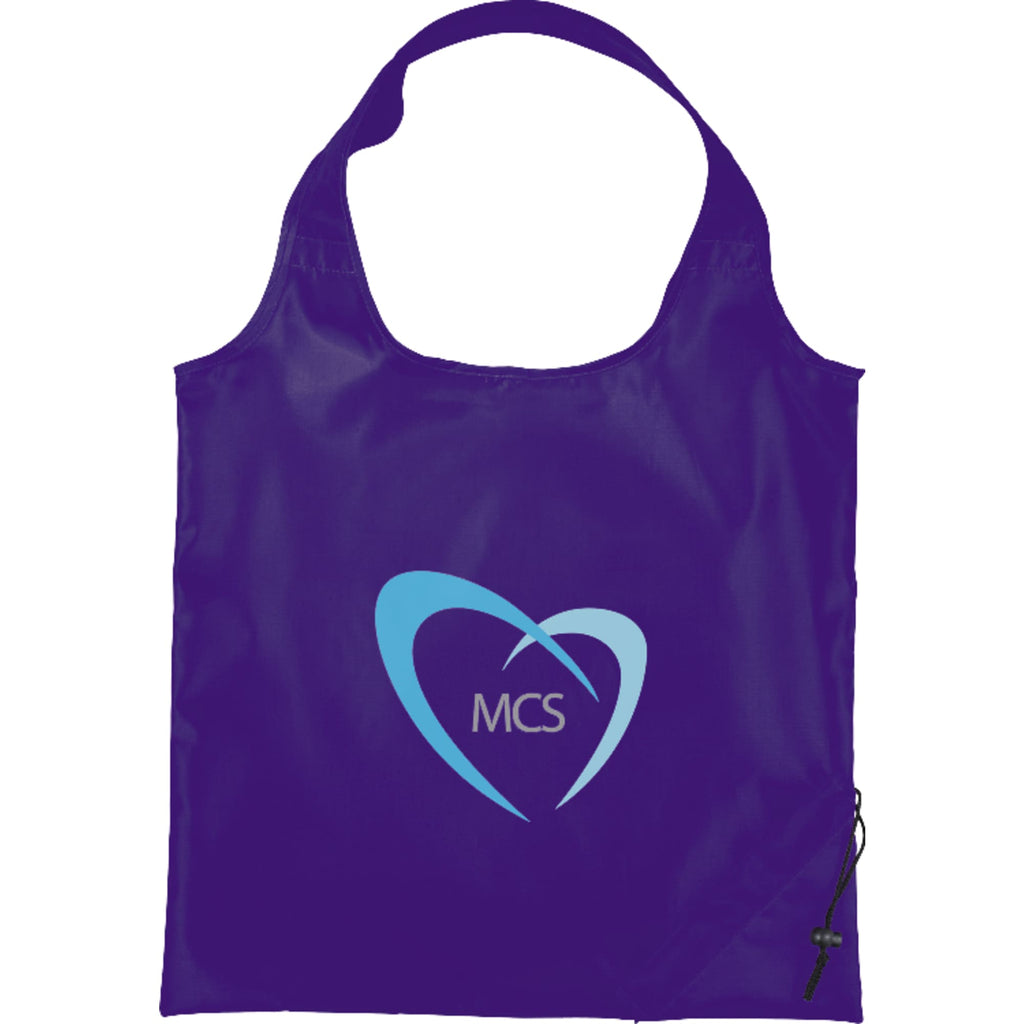 Bungalow Foldaway Shopper Tote with Corner Pouch - Purple - Front