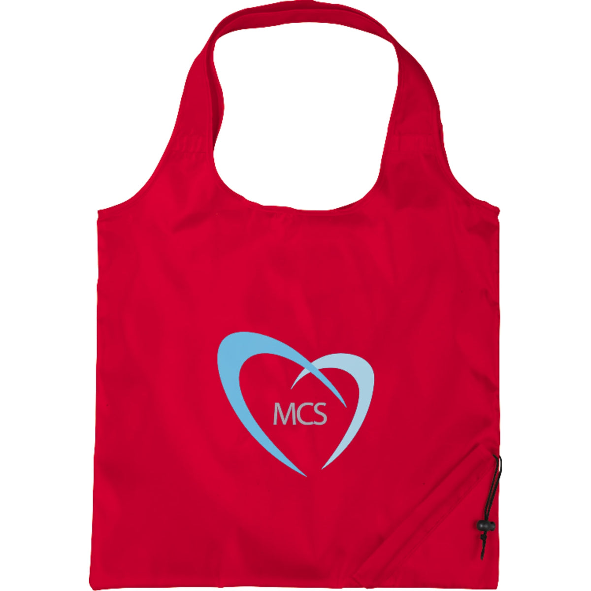 Bungalow Foldaway Shopper Tote with Corner Pouch - RED - Front