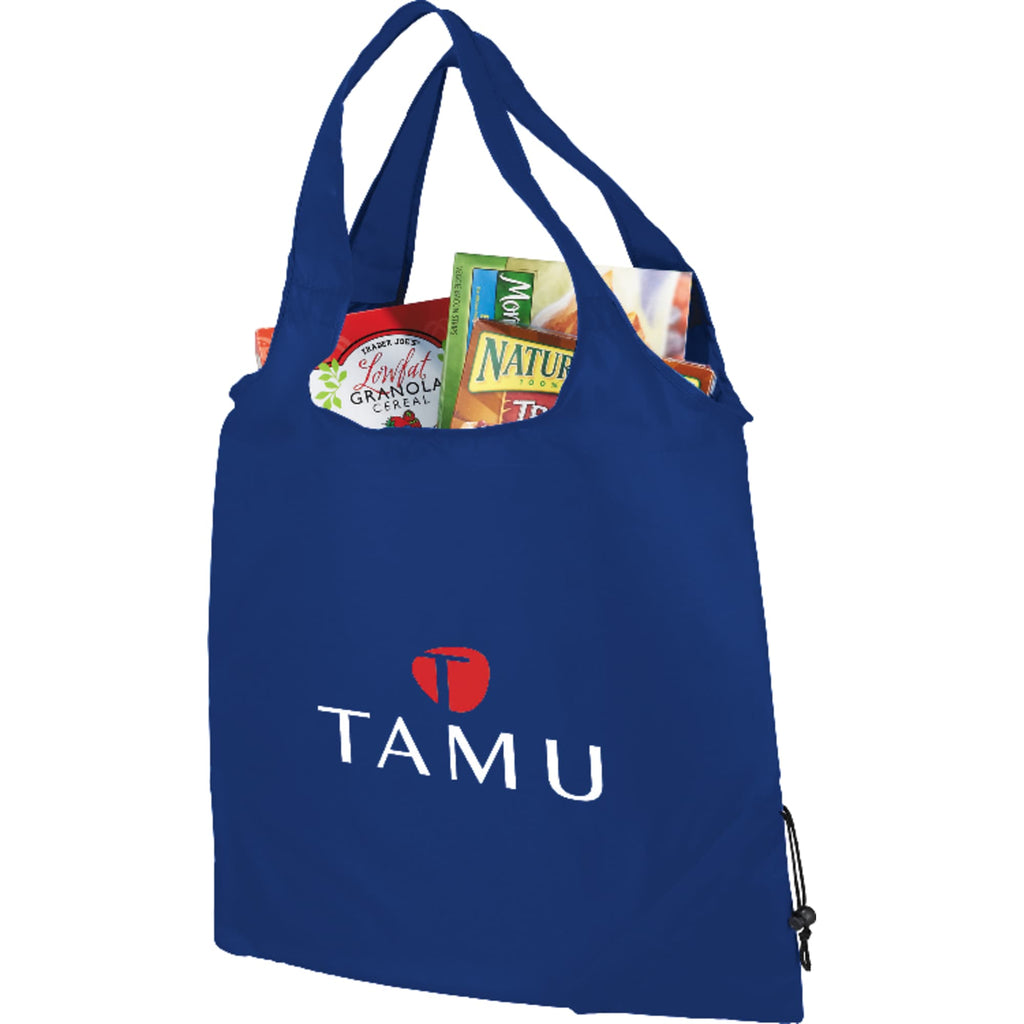 Bungalow Foldaway Shopper Tote with Corner Pouch - Royal Blue - Front